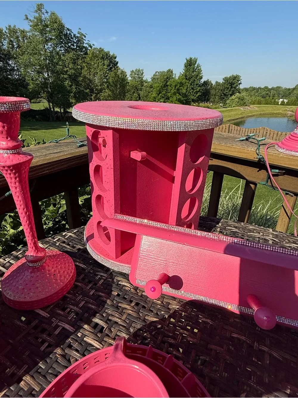15 piece set-Hot Pink “Barbie Theme” vanity decor-with Rhinestone Accents!